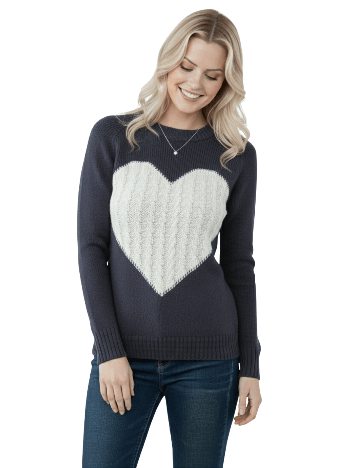Love Heart Jacquard Round Neck Pullover Sweater MK3506 (S-L)