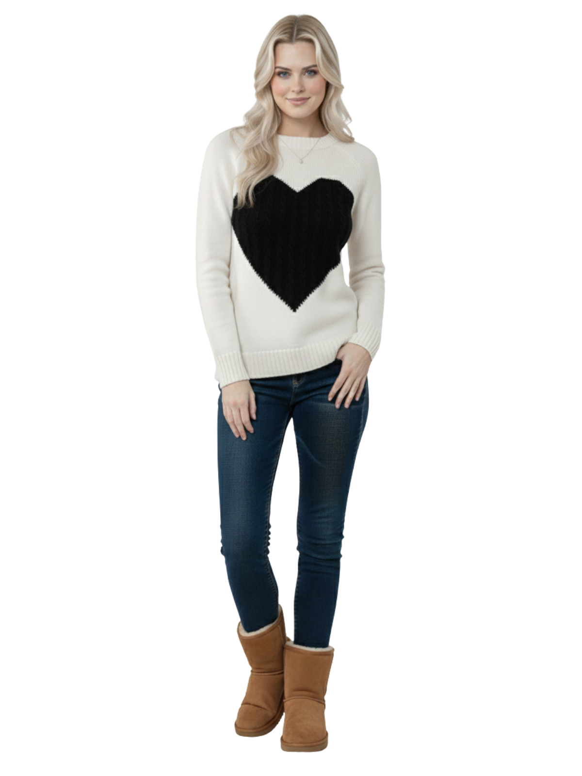 Love Heart Jacquard Round Neck Pullover Sweater MK3506 (S-L)
