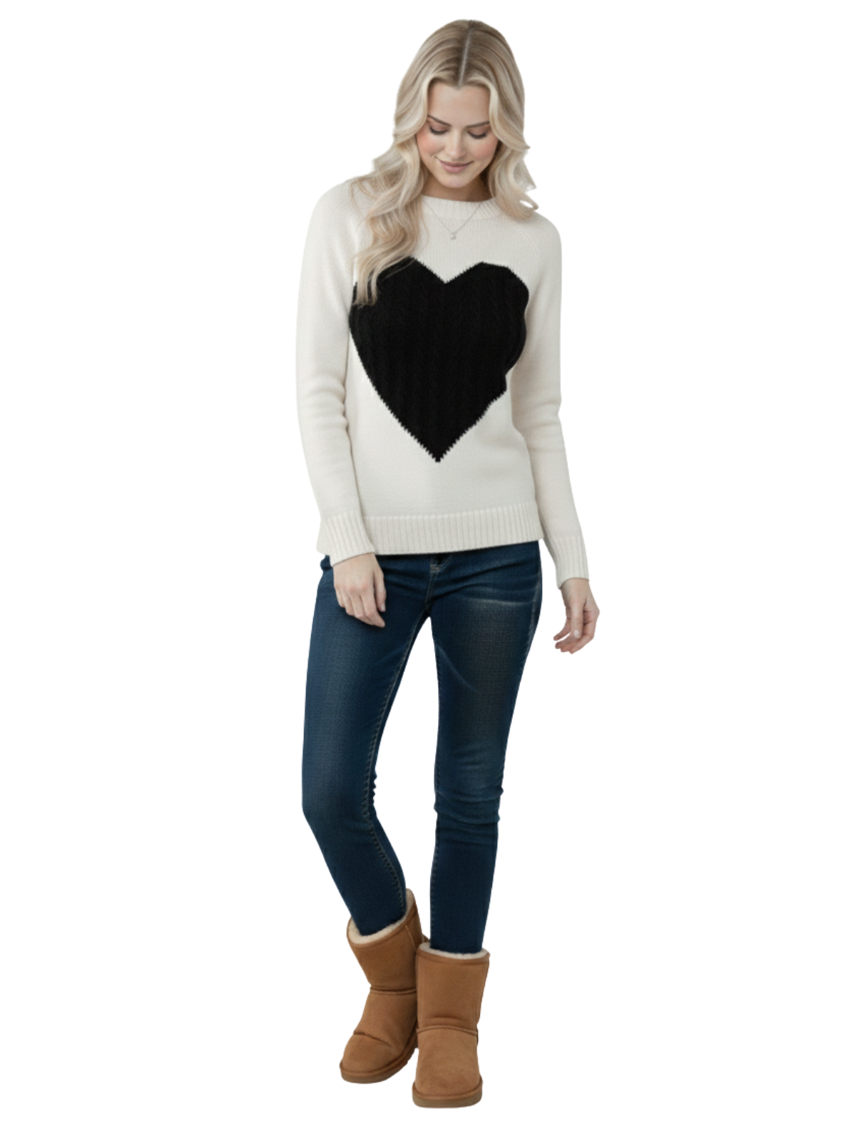 Love Heart Jacquard Round Neck Pullover Sweater MK3506 (S-L)
