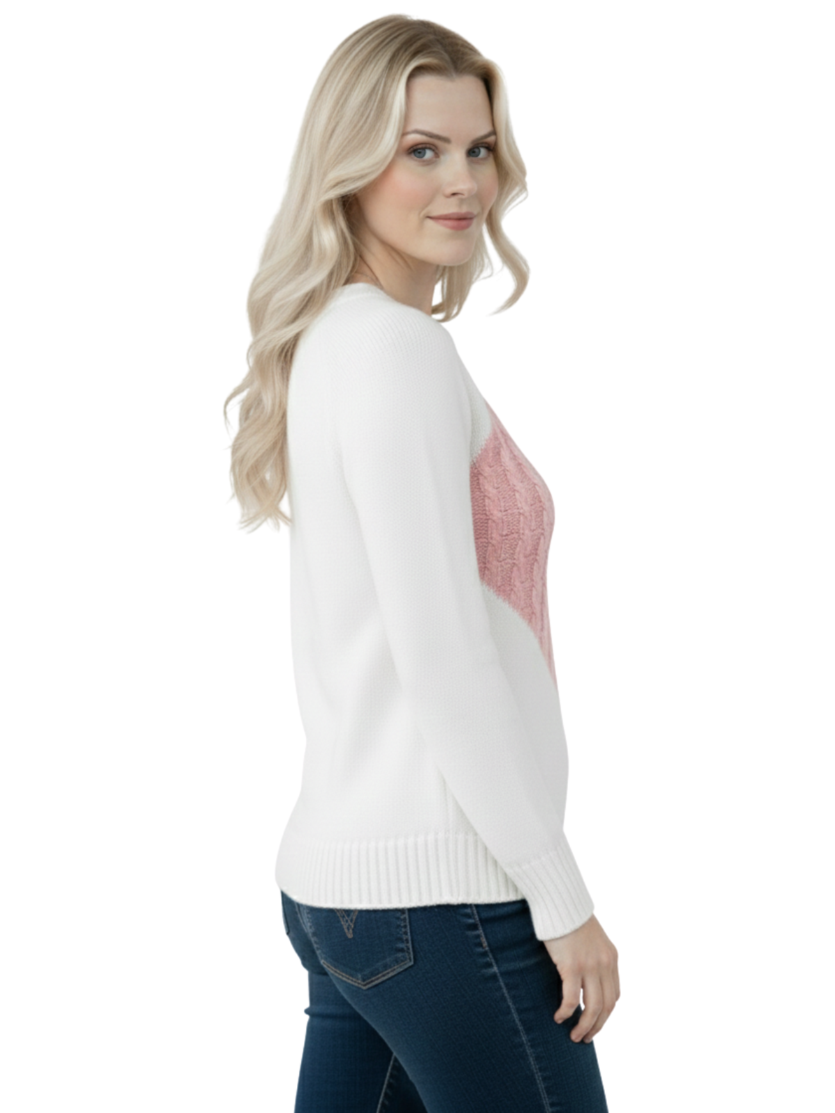 Love Heart Jacquard Round Neck Pullover Sweater MK3506 (S-L)