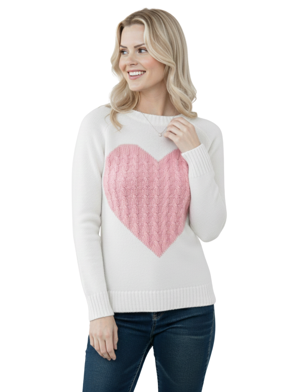 Love Heart Jacquard Round Neck Pullover Sweater MK3506 (S-L)
