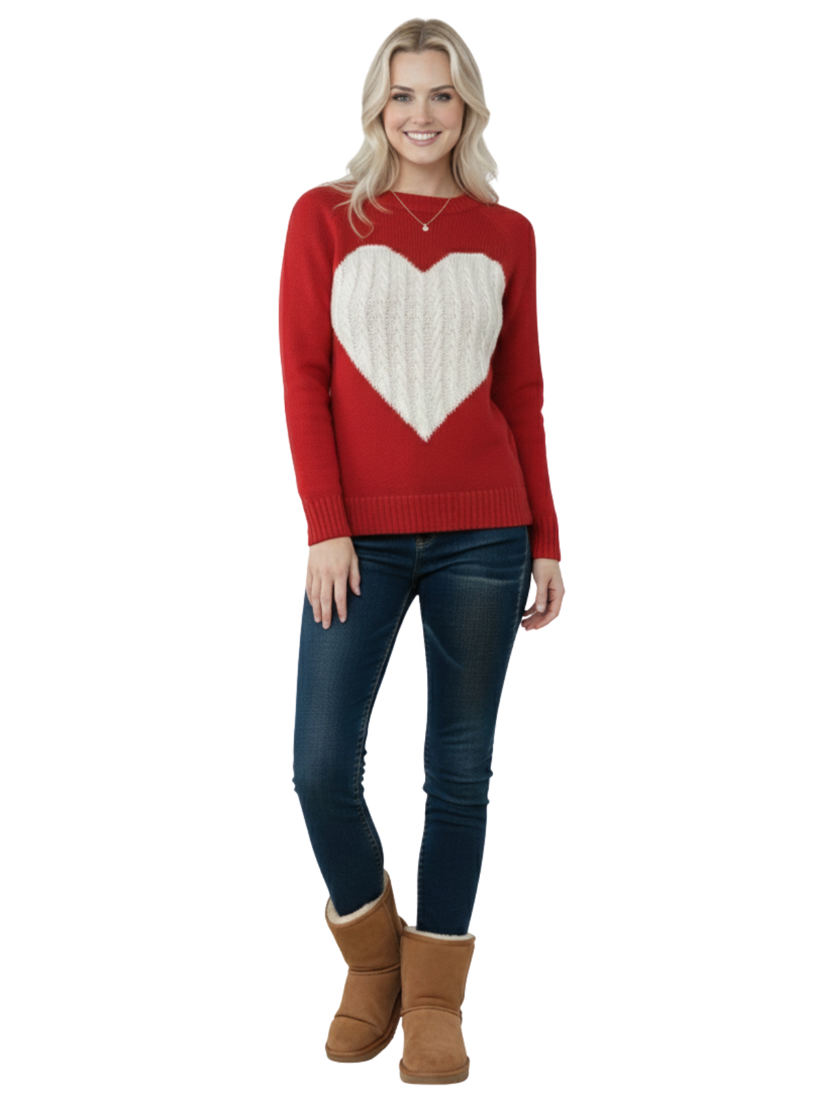 Love Heart Jacquard Round Neck Pullover Sweater MK3506 (S-L)
