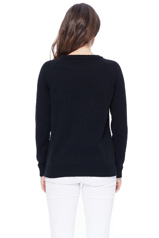 Love Heart Jacquard Round Neck Pullover Sweater MK3506 (S-L)