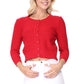 3/4 Sleeve Crewneck Crochet Knit Cropped Cardigan Sweater MK3514Y