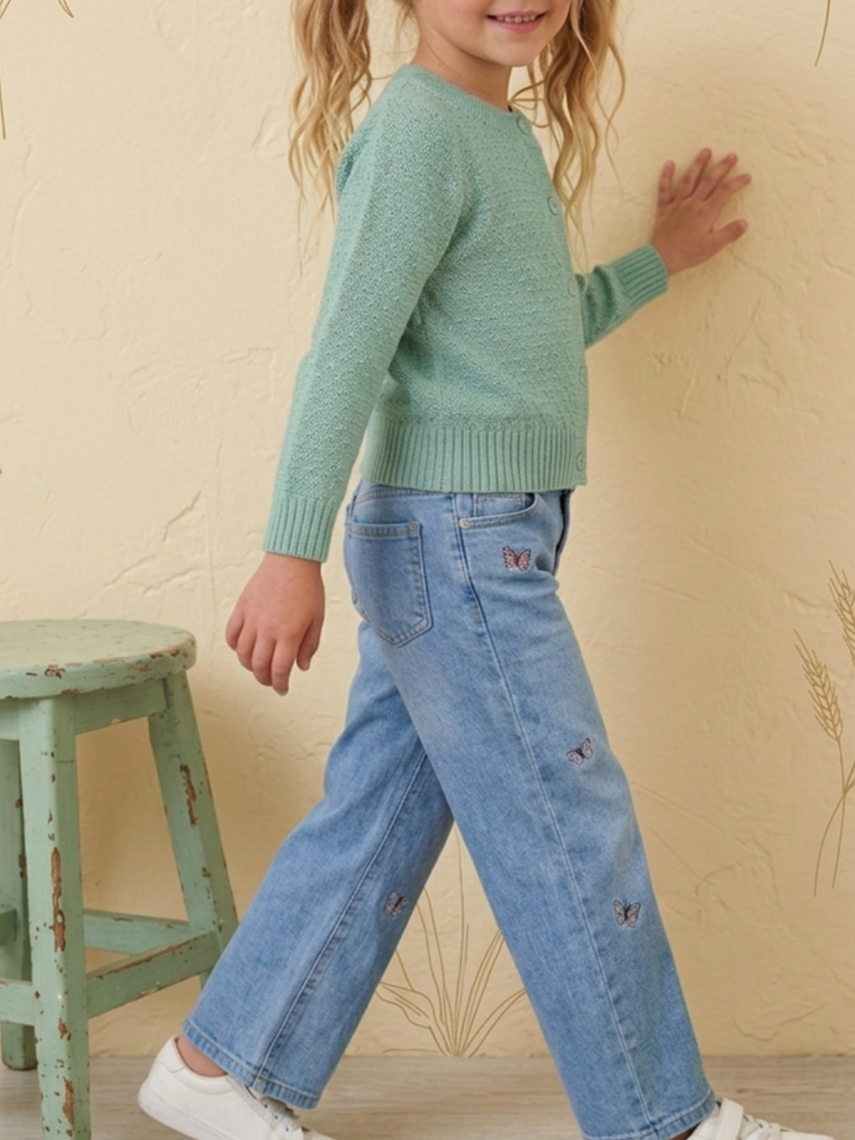Girl Cute Crochet Pattern Cropped Daily Cardigan Sweater MK3514KID (2/4-10/12)