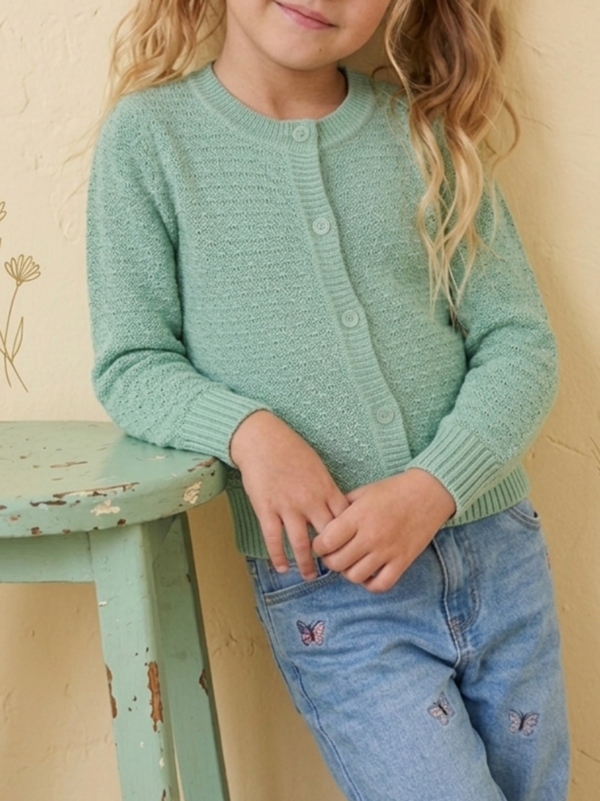 Girl Cute Crochet Pattern Cropped Daily Cardigan Sweater MK3514KID (2/4-10/12)