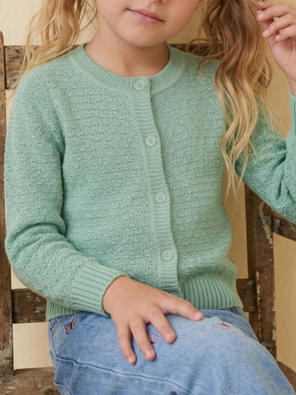 Girl Cute Crochet Pattern Cropped Daily Cardigan Sweater MK3514KID (2/4-10/12)