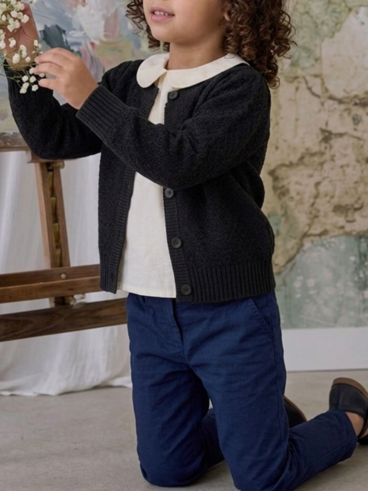 Girl Cute Crochet Pattern Cropped Daily Cardigan Sweater MK3514KID (2/4-10/12)