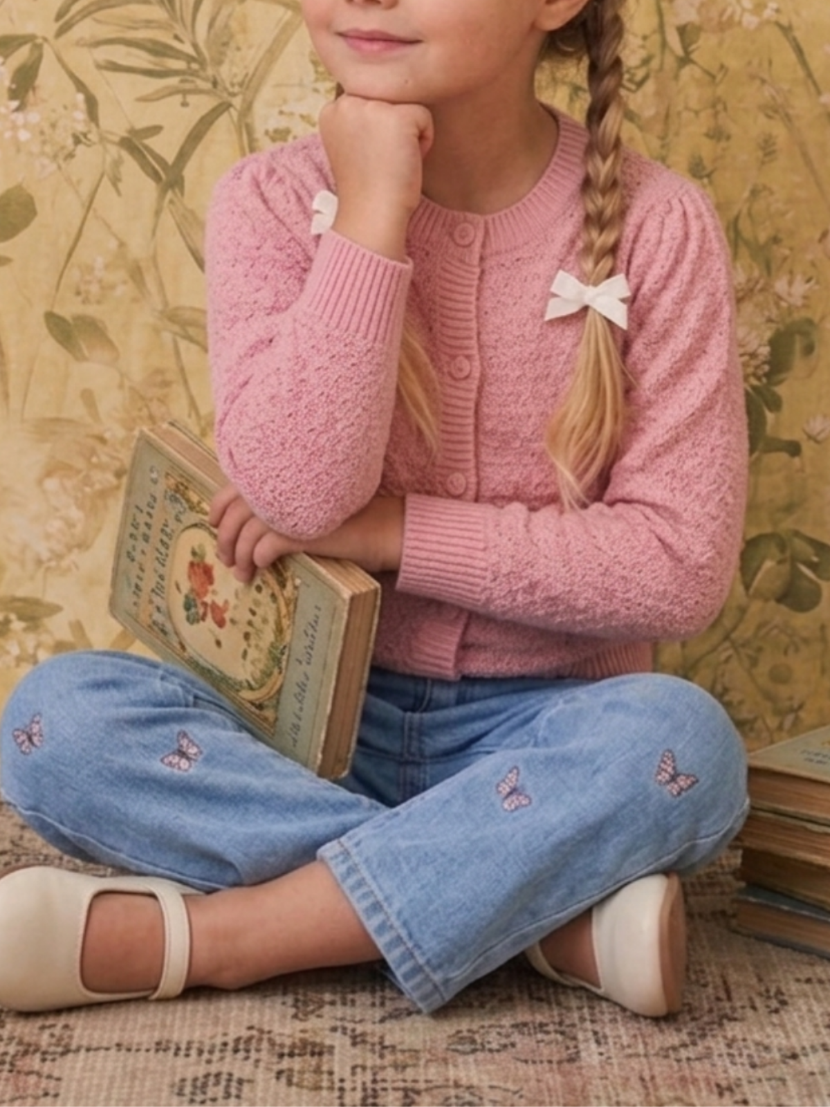 Girl Cute Crochet Pattern Cropped Daily Cardigan Sweater MK3514KID (2/4-10/12)