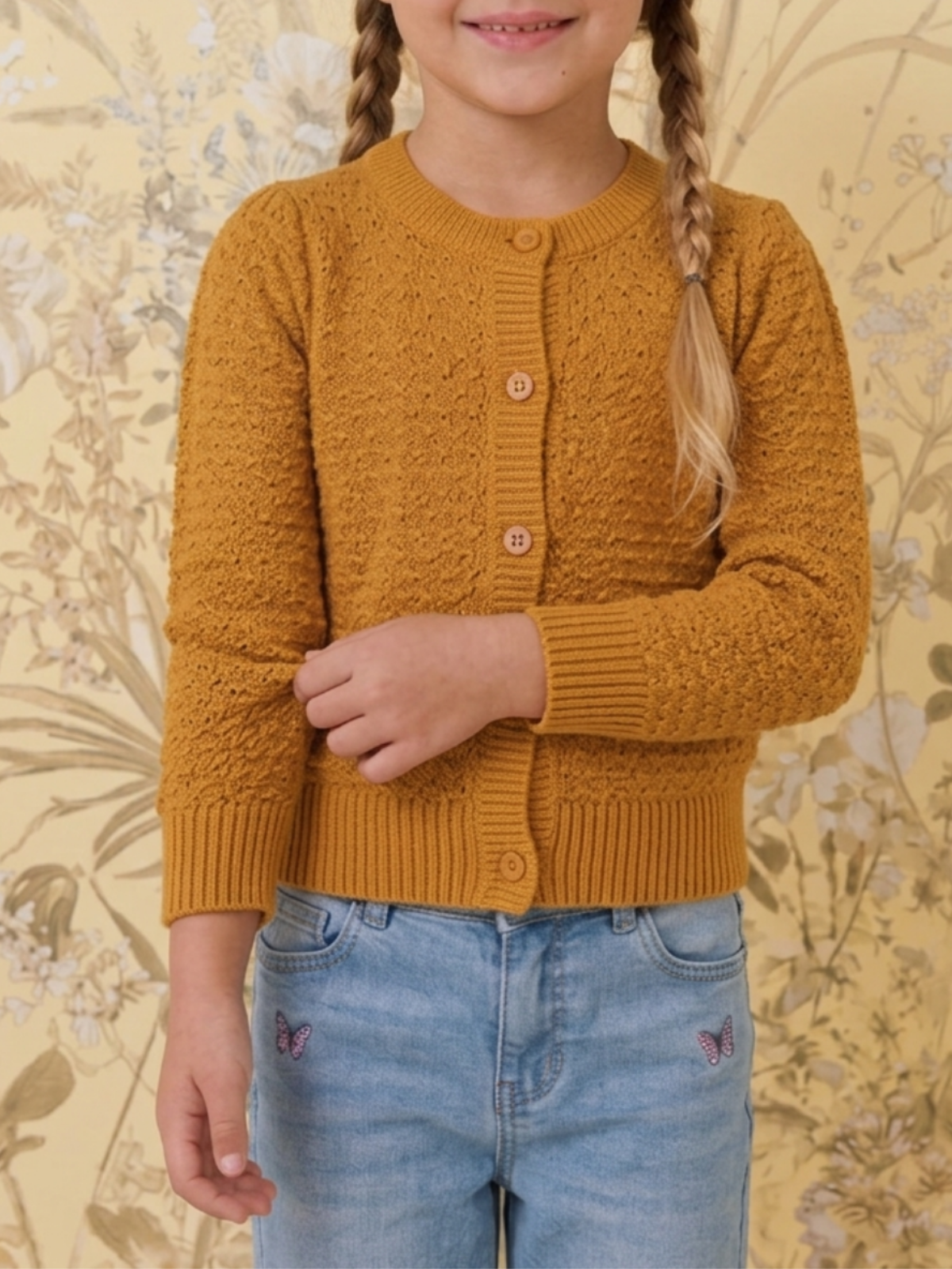 Girl Cute Crochet Pattern Cropped Daily Cardigan Sweater MK3514KID (2/4-10/12)