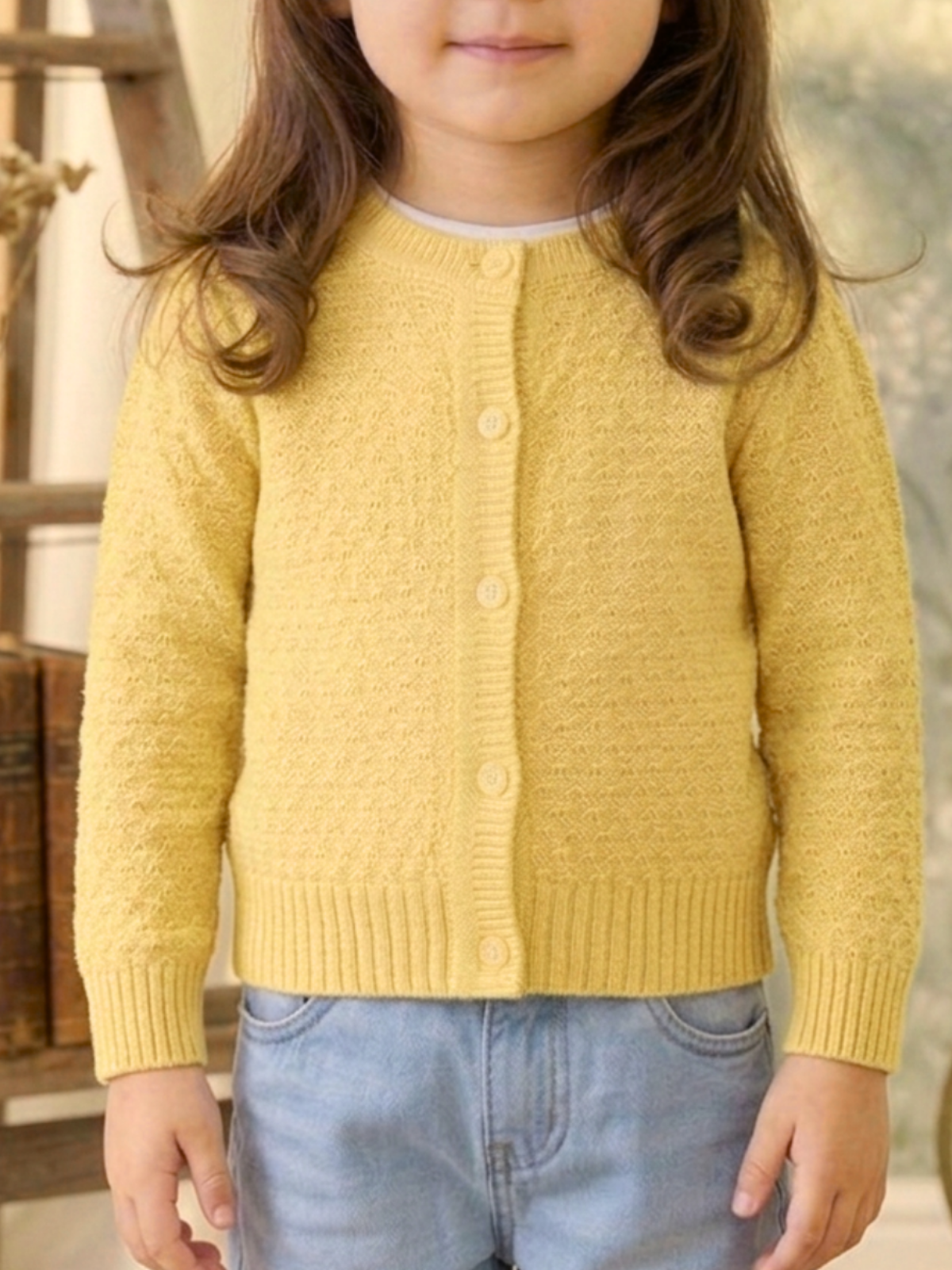 Girl Cute Crochet Pattern Cropped Daily Cardigan Sweater MK3514KID (2/4-10/12)
