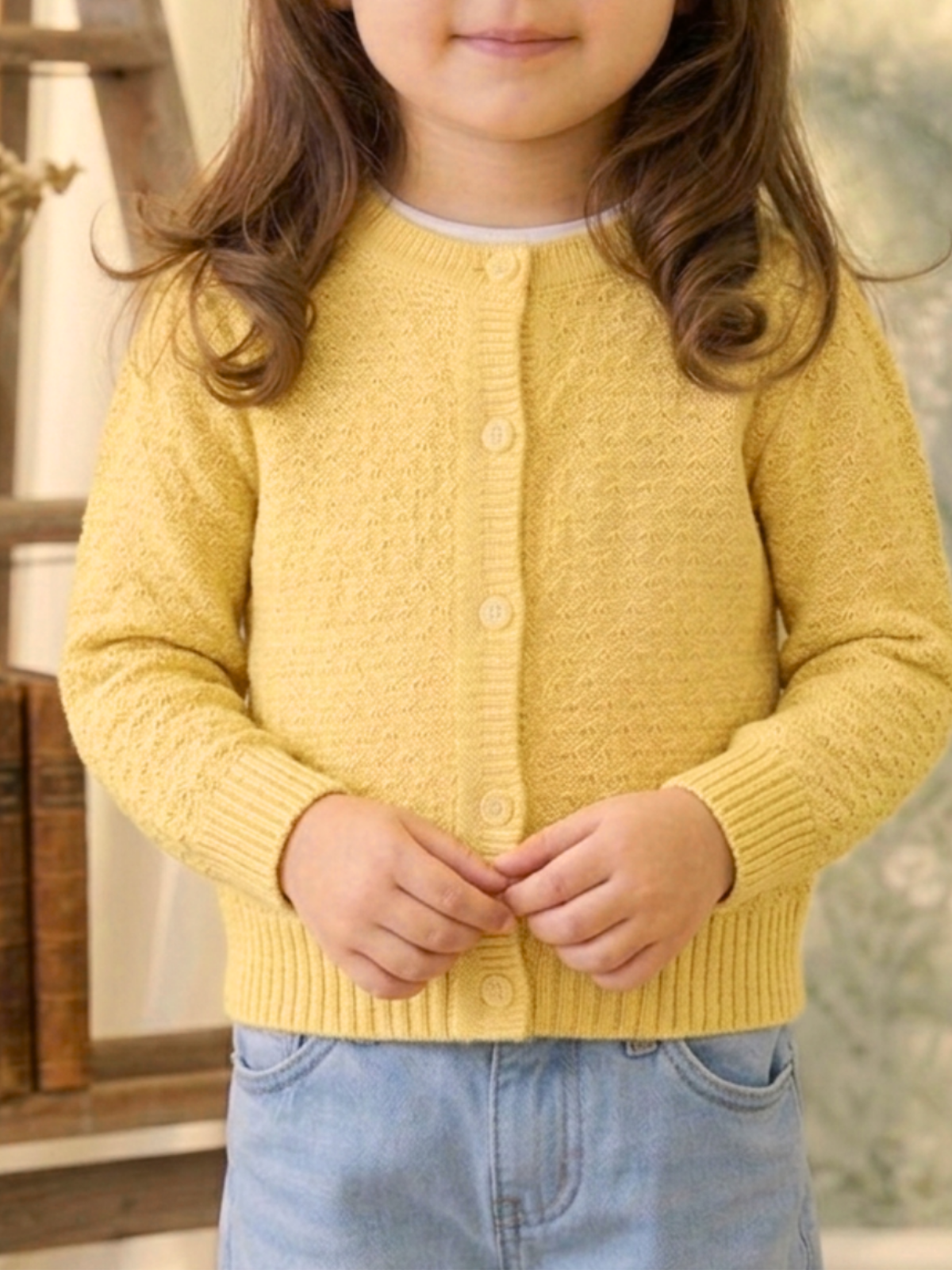Girl Cute Crochet Pattern Cropped Daily Cardigan Sweater MK3514KID (2/4-10/12)
