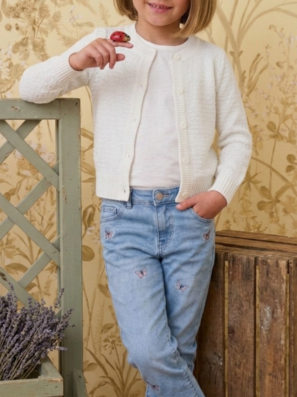 Girl Cute Crochet Pattern Cropped Daily Cardigan Sweater MK3514KID (2/4-10/12)