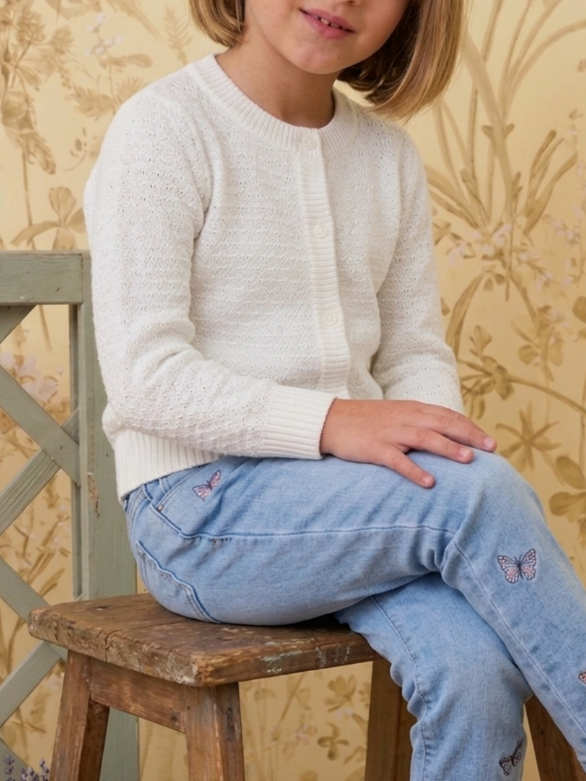 Girl Cute Crochet Pattern Cropped Daily Cardigan Sweater MK3514KID (2/4-10/12)