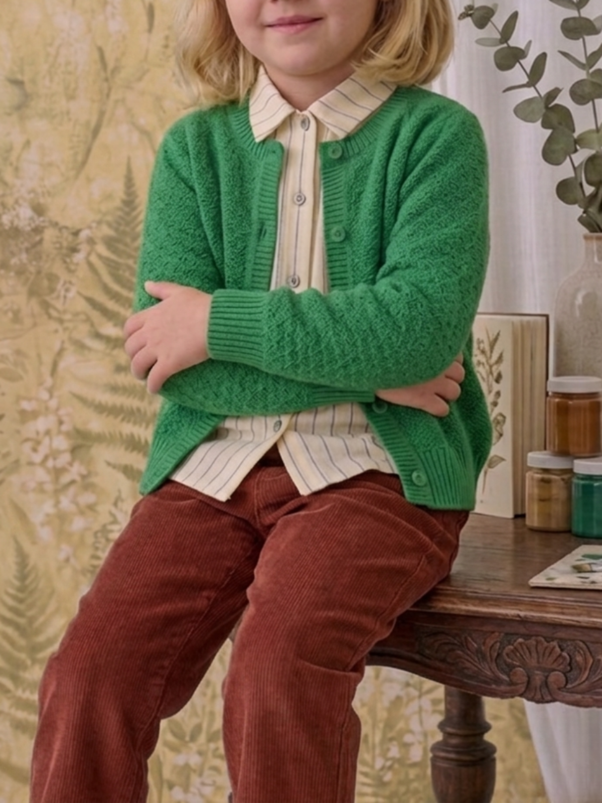Girl Cute Crochet Pattern Cropped Daily Cardigan Sweater MK3514KID (2/4-10/12)
