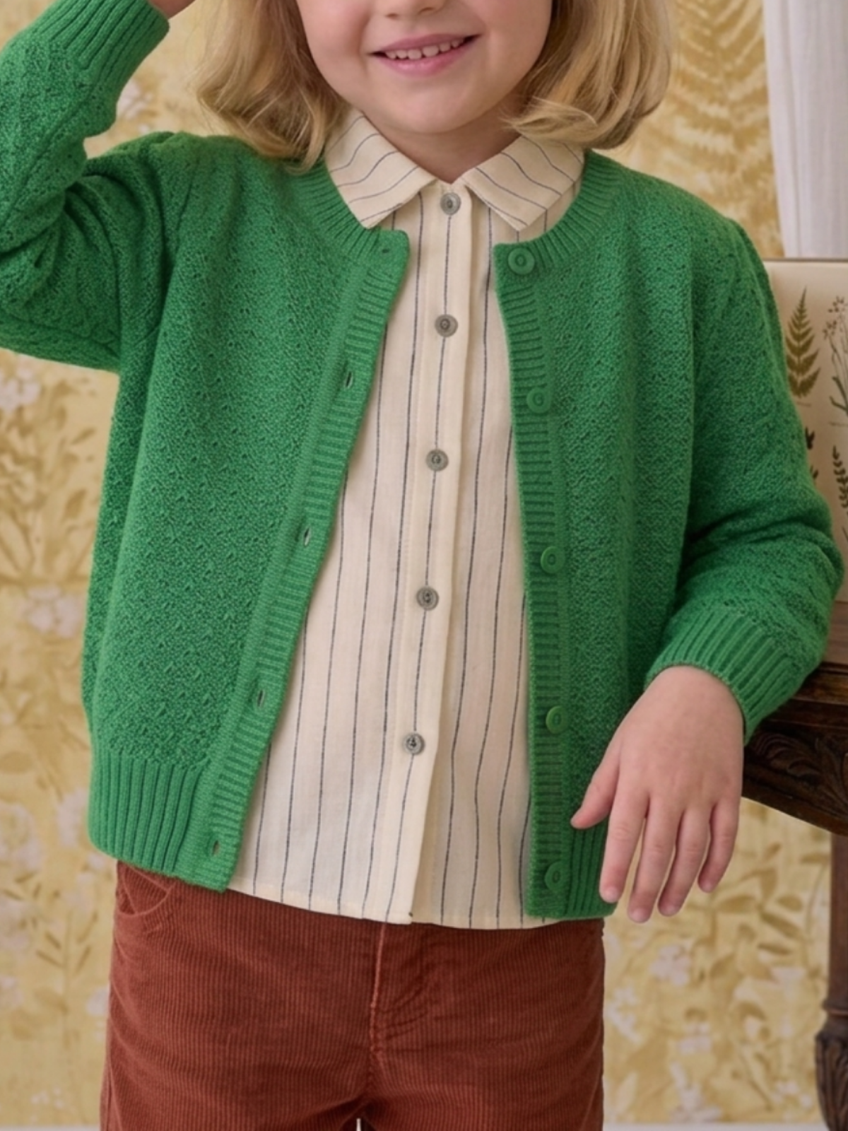 Girl Cute Crochet Pattern Cropped Daily Cardigan Sweater MK3514KID (2/4-10/12)