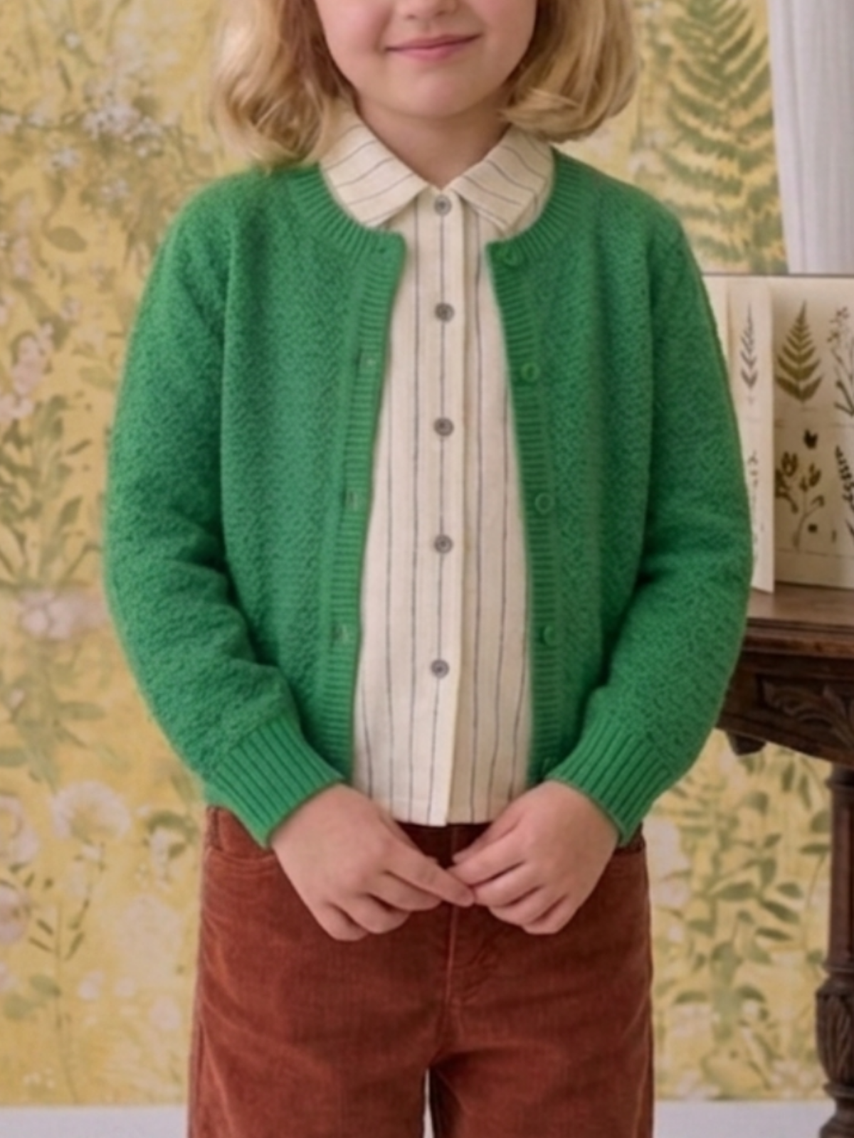 Girl Cute Crochet Pattern Cropped Daily Cardigan Sweater MK3514KID (2/4-10/12)