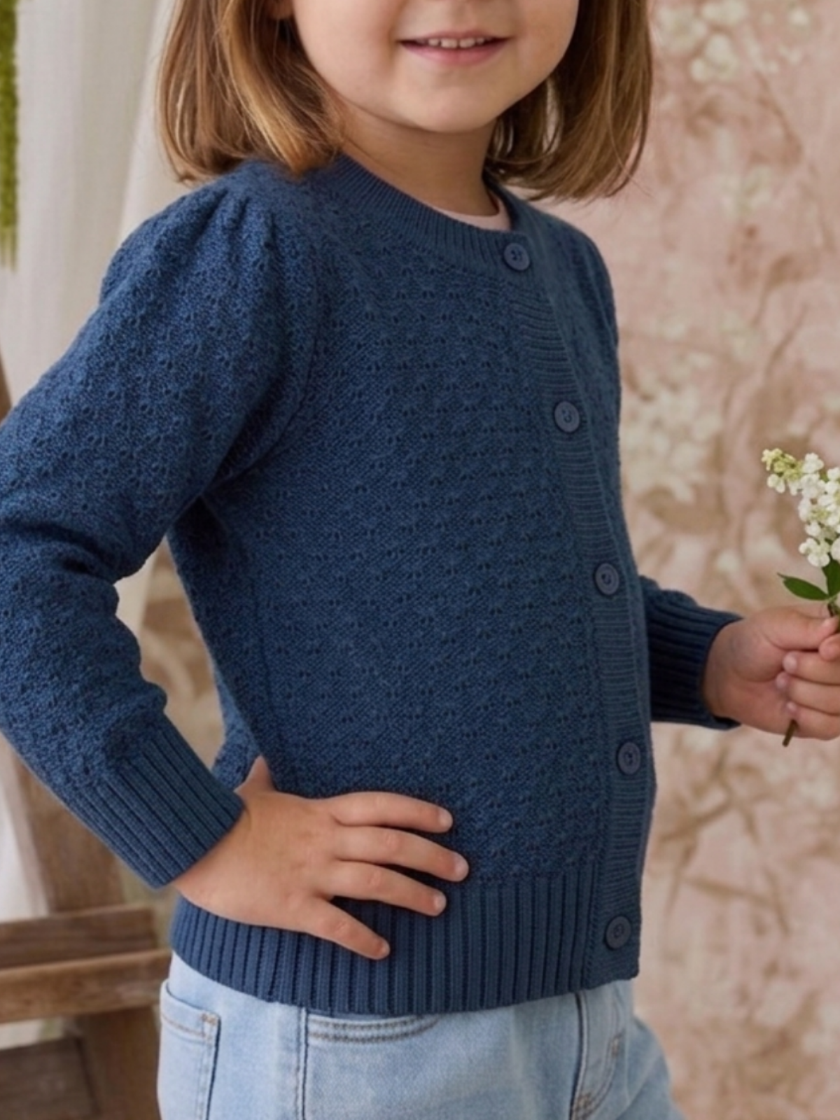 Girl Cute Crochet Pattern Cropped Daily Cardigan Sweater MK3514KID (2/4-10/12)