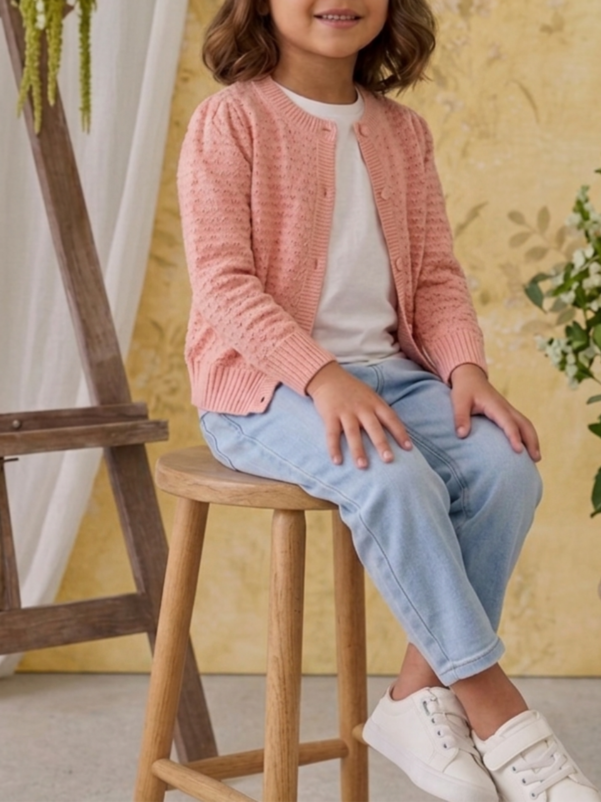 Girl Cute Crochet Pattern Cropped Daily Cardigan Sweater MK3514KID (2/4-10/12)