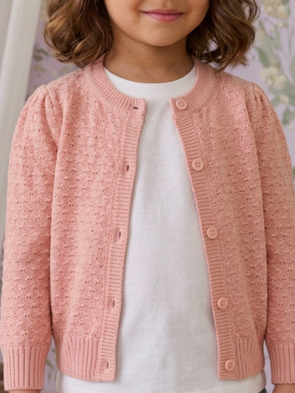 Girl Cute Crochet Pattern Cropped Daily Cardigan Sweater MK3514KID (2/4-10/12)