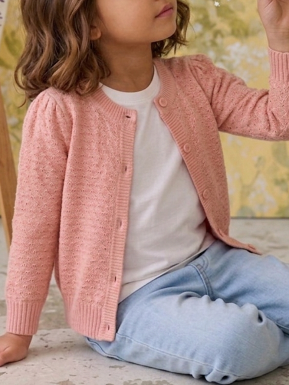 Girl Cute Crochet Pattern Cropped Daily Cardigan Sweater MK3514KID (2/4-10/12)