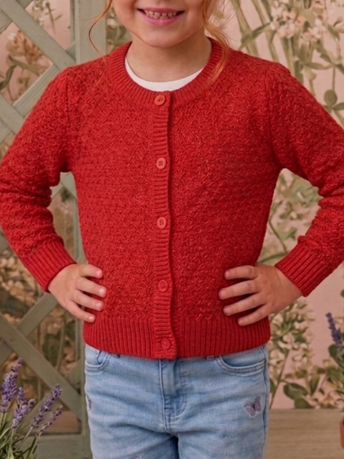 Girl Cute Crochet Pattern Cropped Daily Cardigan Sweater MK3514KID (2/4-10/12)