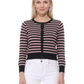 Women's 3/4 Sleeve Crewneck Striped Regular Fit Button-Down Sweater Cardigan MK3521 (S-L)
