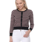 Women's 3/4 Sleeve Crewneck Striped Regular Fit Button-Down Sweater Cardigan MK3521 (S-L)