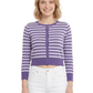 Women's 3/4 Sleeve Crewneck Striped Regular Fit Button-Down Sweater Cardigan MK3521 (S-L)