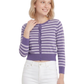 Women's 3/4 Sleeve Crewneck Striped Regular Fit Button-Down Sweater Cardigan MK3521 (S-L)