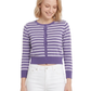 Women's 3/4 Sleeve Crewneck Striped Regular Fit Button-Down Sweater Cardigan MK3521 (S-L)