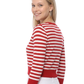 Women's 3/4 Sleeve Crewneck Striped Regular Fit Button-Down Sweater Cardigan MK3521 (S-L)