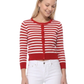Women's 3/4 Sleeve Crewneck Striped Regular Fit Button-Down Sweater Cardigan MK3521 (S-L)