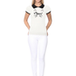 Women's Meow Cat Classic Contrast Collar Short Sleeve Casual Pullover Sweater MK3591MEOW (S-L)