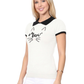 Women's Meow Cat Classic Contrast Collar Short Sleeve Casual Pullover Sweater MK3591MEOW (S-L)