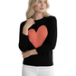 Love Heart Chenille Crewneck 3/4 Sleeve Pullover Sweater MK3595 (S-L)