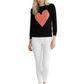 Love Heart Chenille Crewneck 3/4 Sleeve Pullover Sweater MK3595 (S-L)