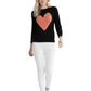 Love Heart Chenille Crewneck 3/4 Sleeve Pullover Sweater MK3595 (S-L)
