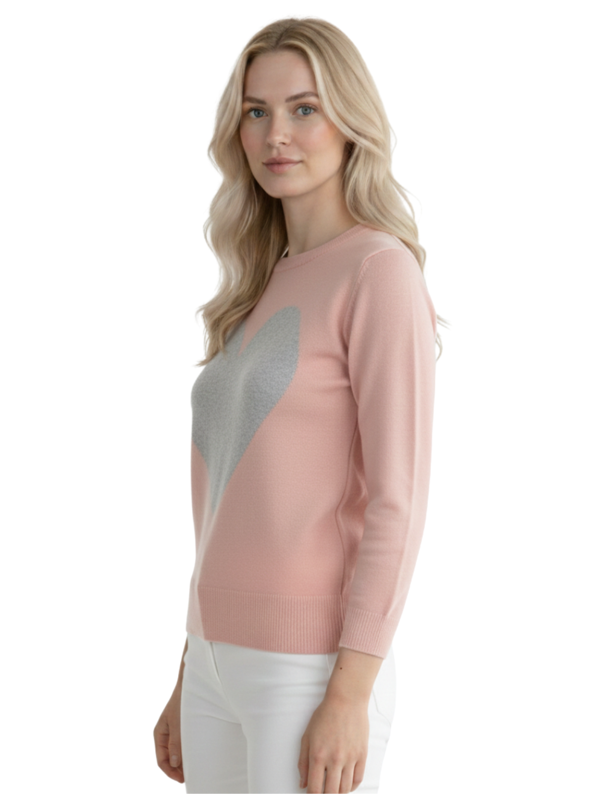 Love Heart Chenille Crewneck 3/4 Sleeve Pullover Sweater MK3595 (S-L)