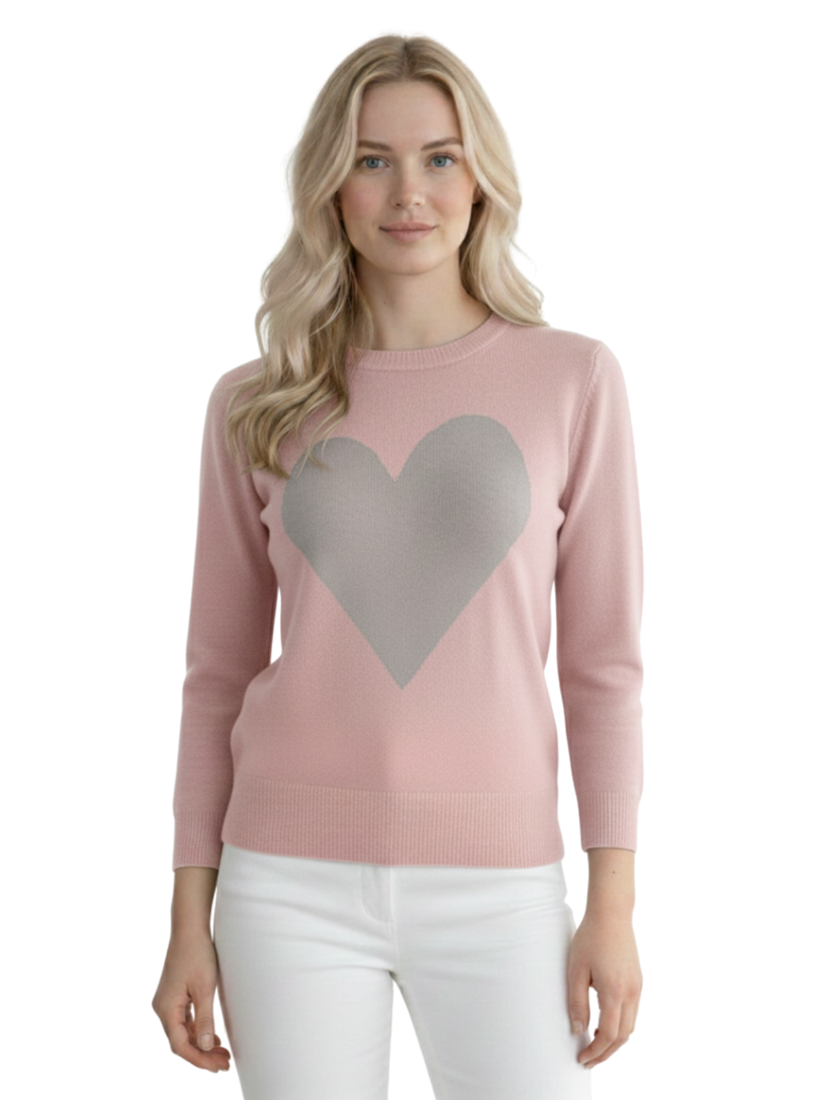 Love Heart Chenille Crewneck 3/4 Sleeve Pullover Sweater MK3595 (S-L)