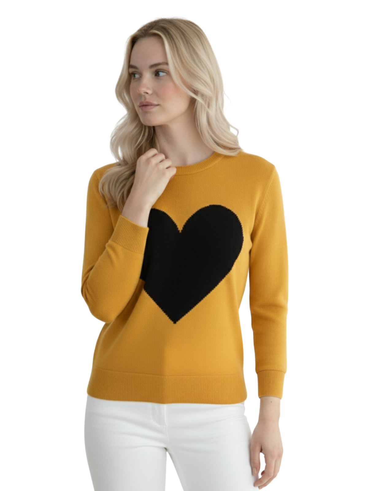 Love Heart Chenille Crewneck 3/4 Sleeve Pullover Sweater MK3595 (S-L)
