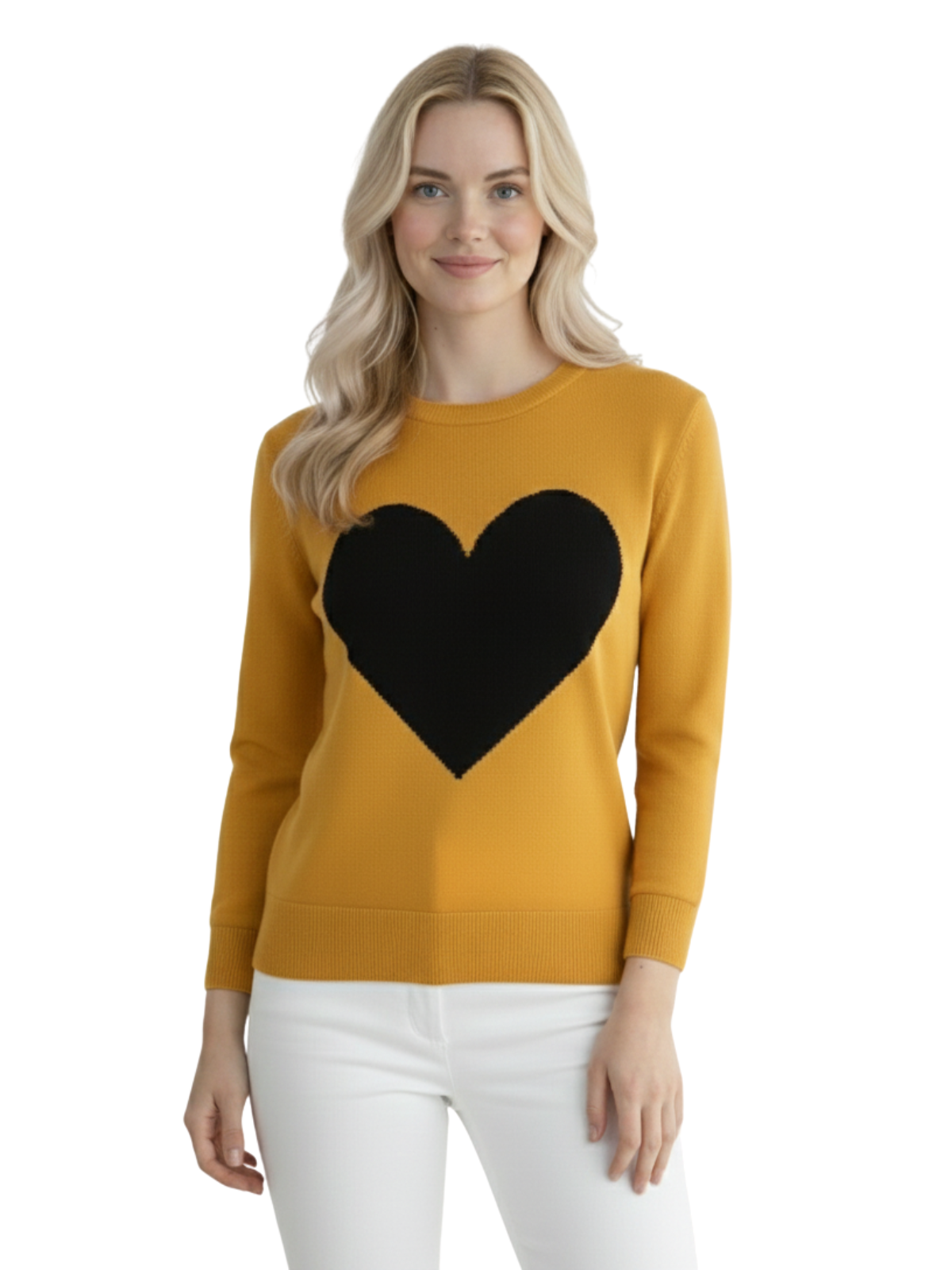 Love Heart Chenille Crewneck 3/4 Sleeve Pullover Sweater MK3595 (S-L)