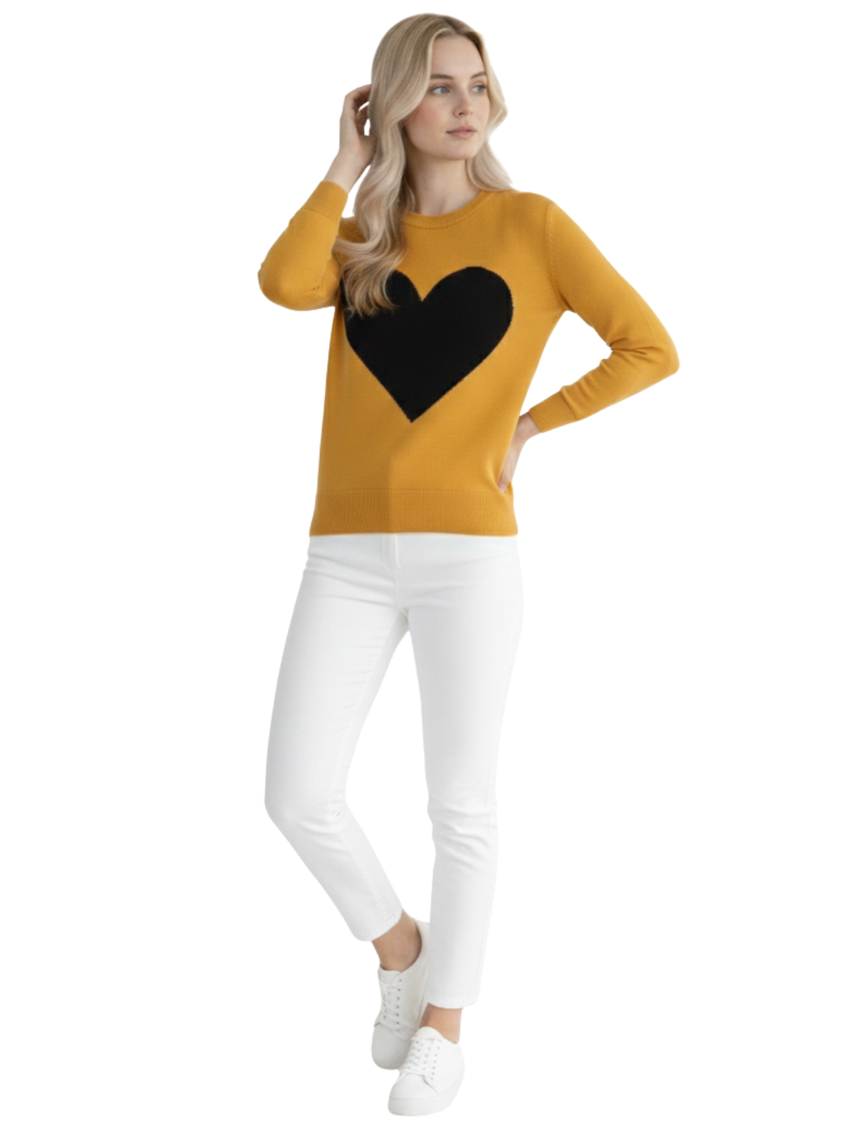 Love Heart Chenille Crewneck 3/4 Sleeve Pullover Sweater MK3595 (S-L)