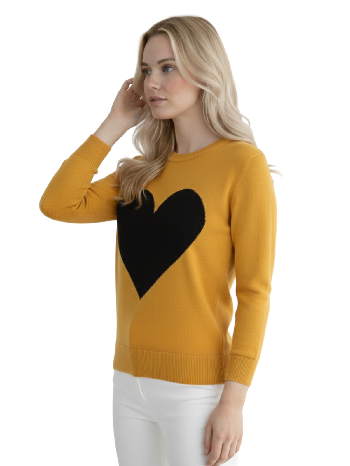 Love Heart Chenille Crewneck 3/4 Sleeve Pullover Sweater MK3595 (S-L)