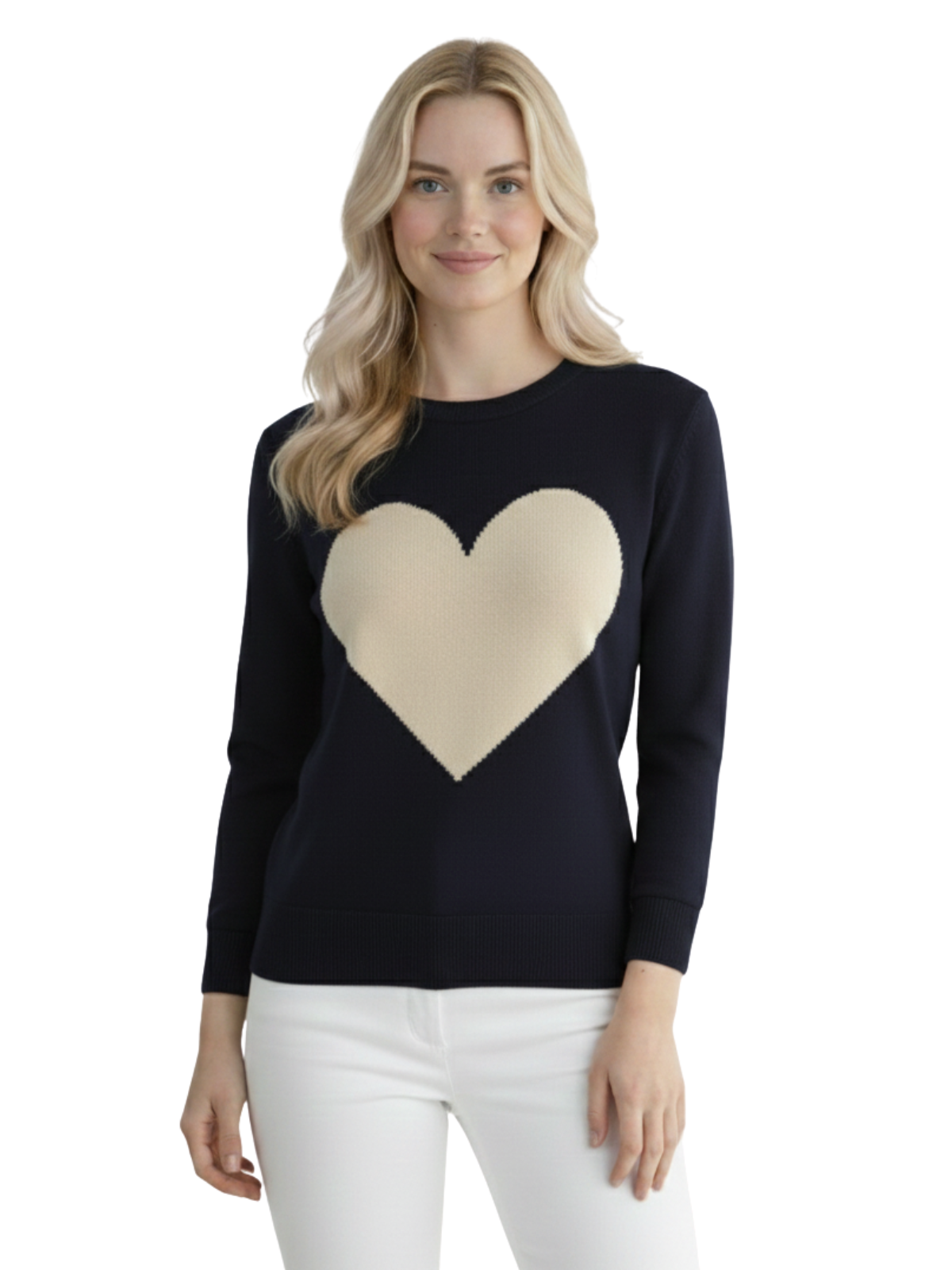 Love Heart Chenille Crewneck 3/4 Sleeve Pullover Sweater MK3595 (S-L)