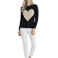 Love Heart Chenille Crewneck 3/4 Sleeve Pullover Sweater MK3595 (S-L)