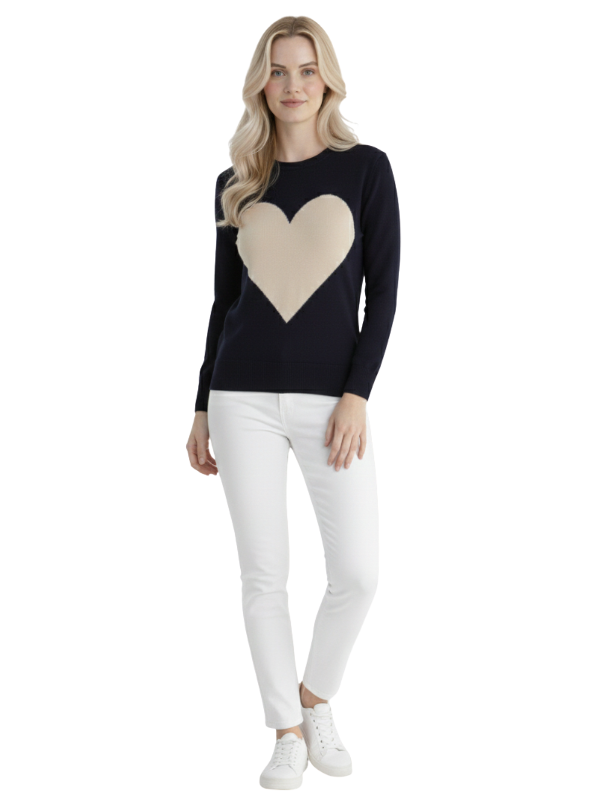 Love Heart Chenille Crewneck 3/4 Sleeve Pullover Sweater MK3595 (S-L)