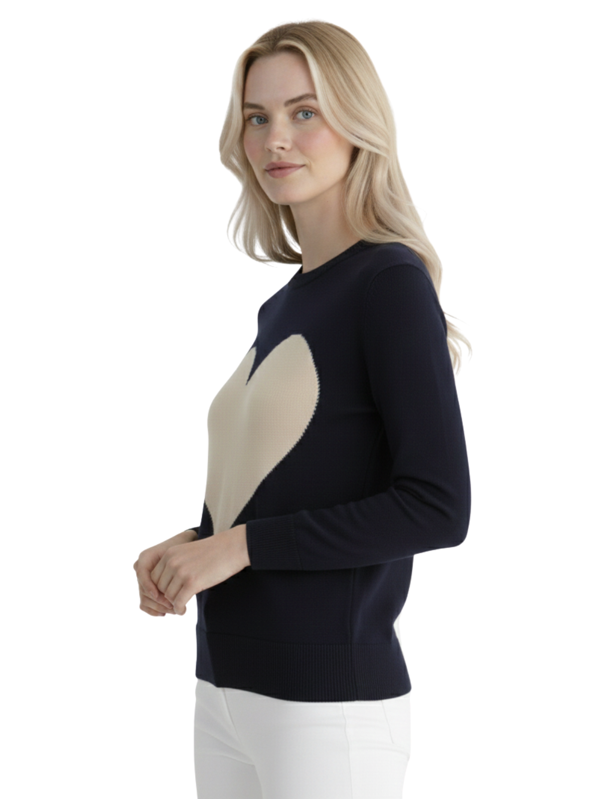 Love Heart Chenille Crewneck 3/4 Sleeve Pullover Sweater MK3595 (S-L)