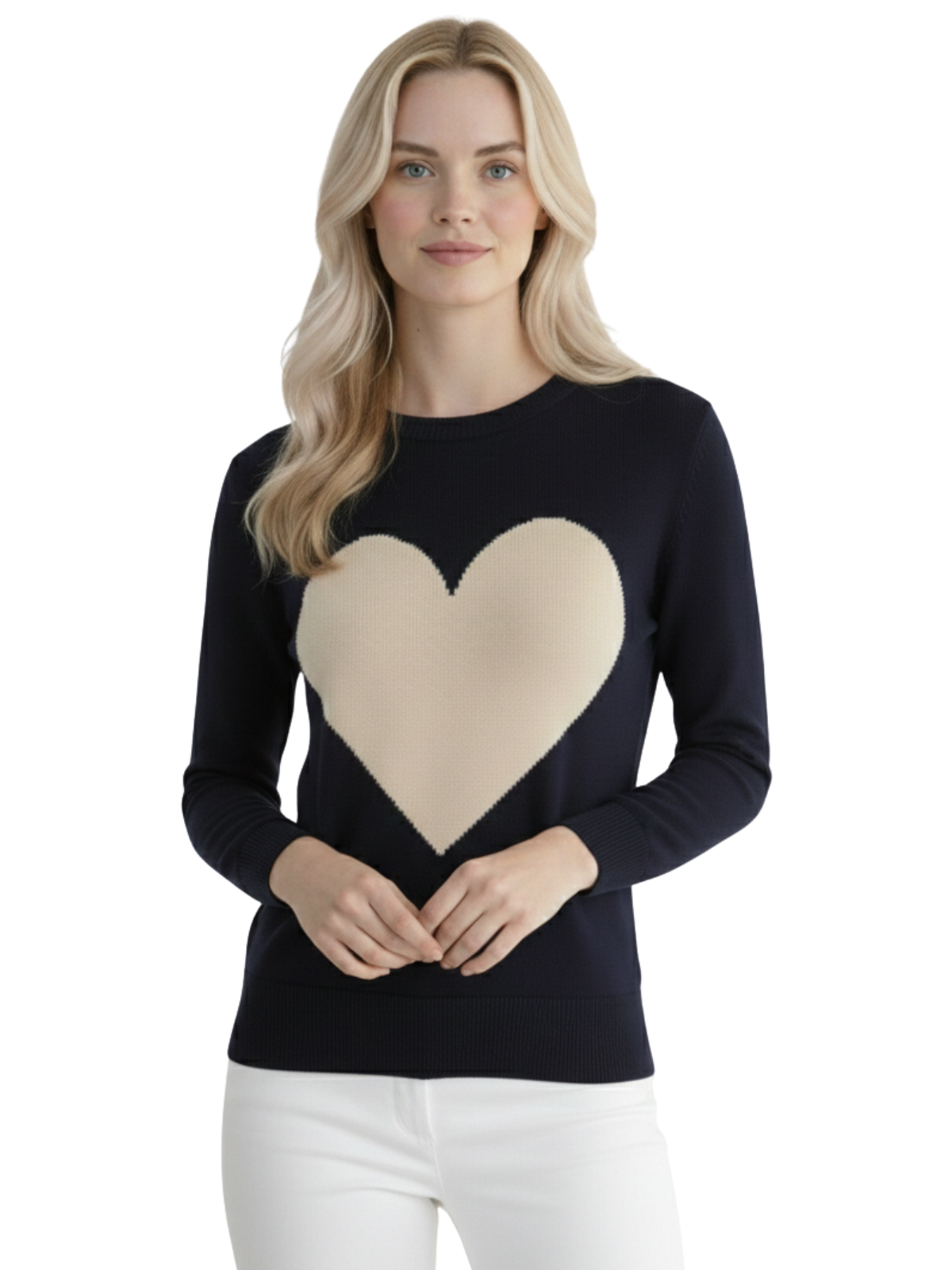 Love Heart Chenille Crewneck 3/4 Sleeve Pullover Sweater MK3595 (S-L)