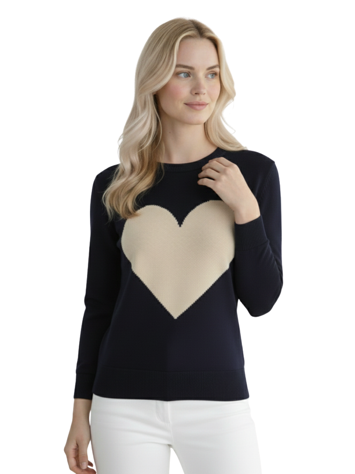 Love Heart Chenille Crewneck 3/4 Sleeve Pullover Sweater MK3595 (S-L)